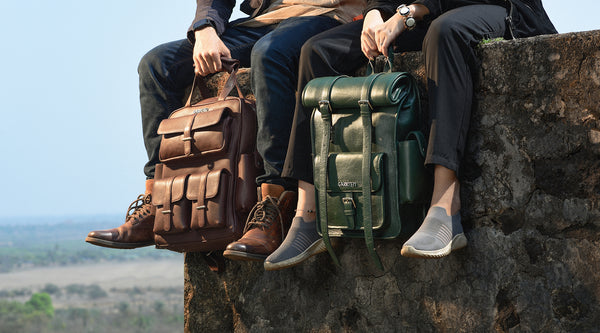 Professional Duo - Leather Backpack set in Racing Green & Midnight