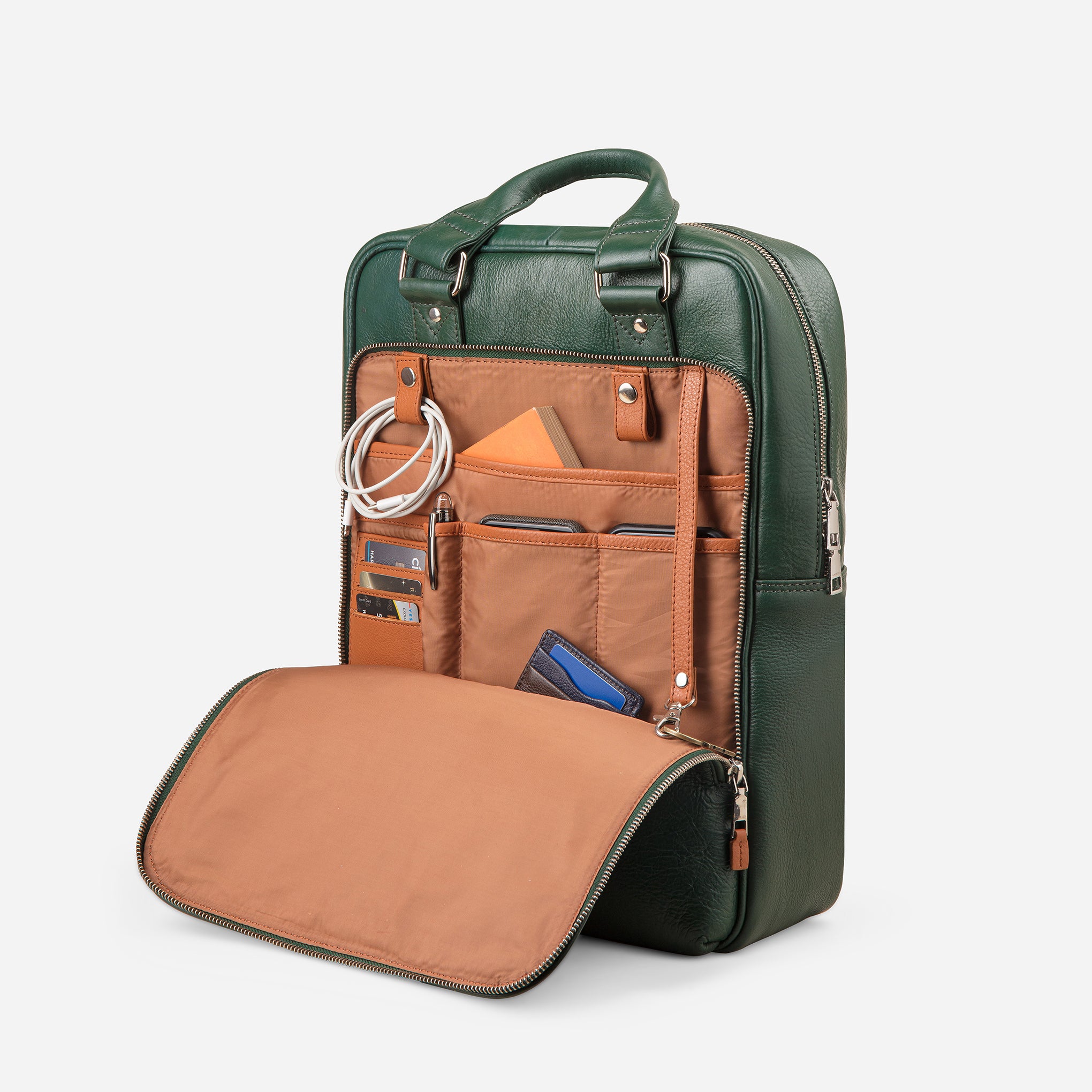Adventurer Duo - Leather Backpack set in Racing Green & Midnight