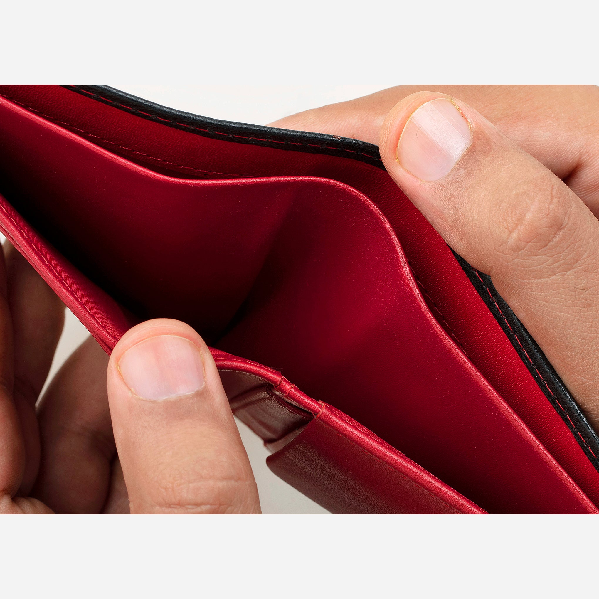 Buy Teakwood Women Red Solid Two Fold Leather Wallet Online