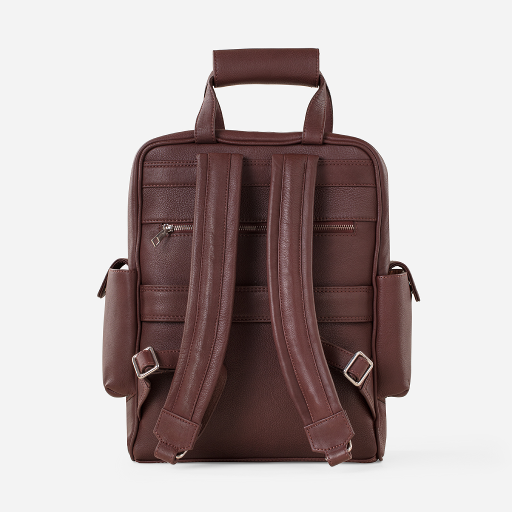 Backpack in hand-buffered leather with shaded color effect